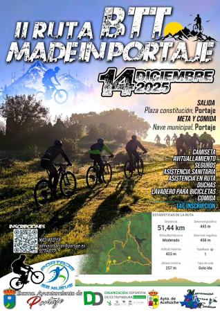 Imagen 14 de Diciembre - Cartel y enlace a hoja de inscripción de la II BTT MADE IN PORTAJE